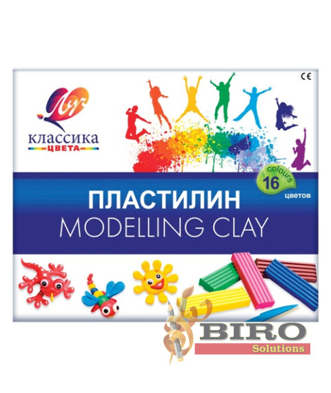 Pastă de modelat Klassika, 16 culori x 20 gr. + cutit